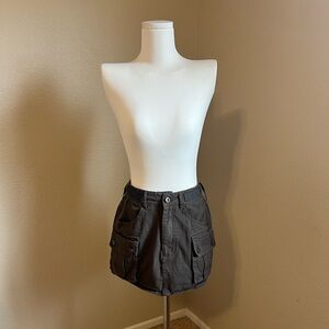Women's Gray Cargo Mini Skirt